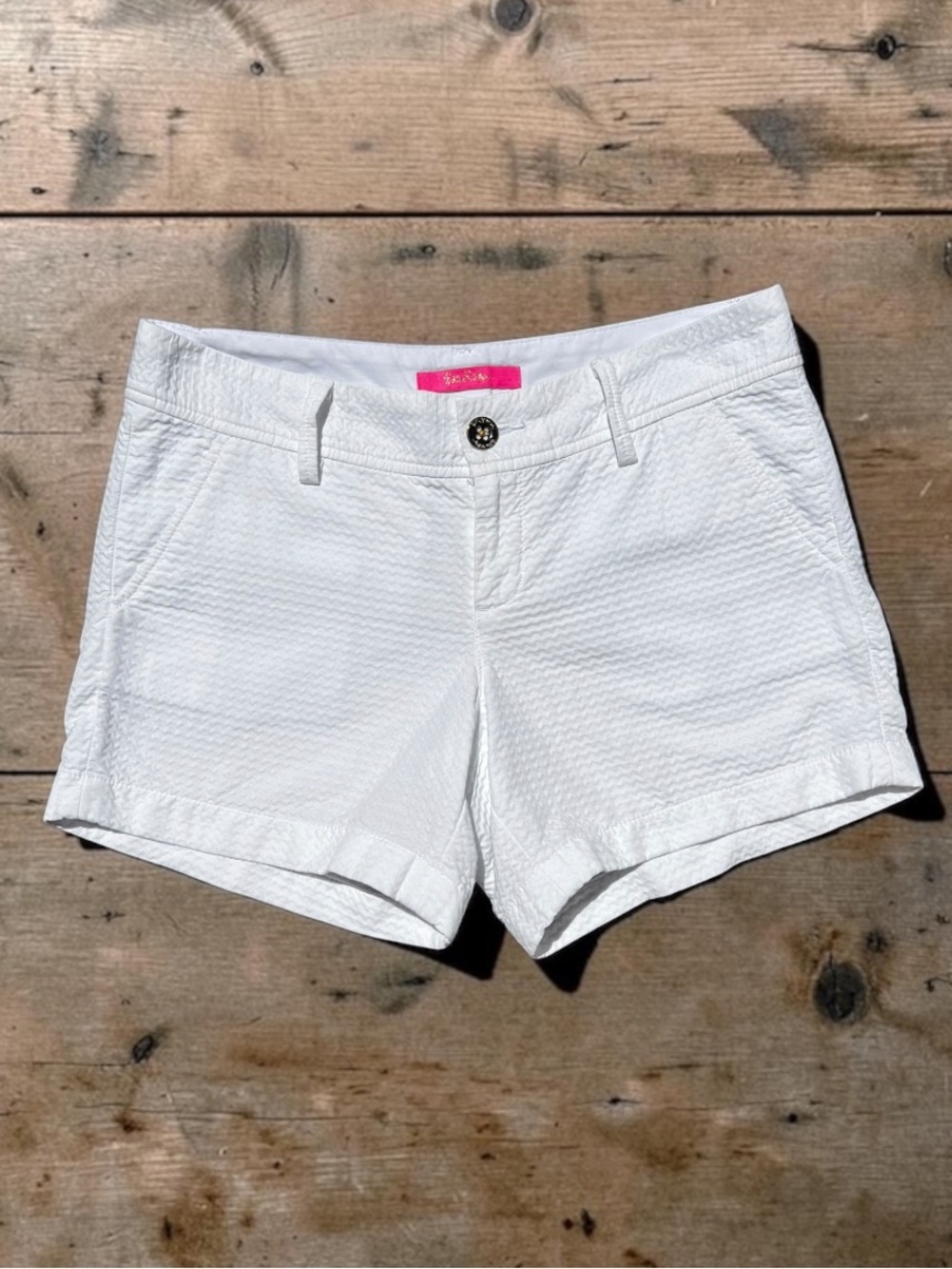 🌻Lilly Pulitzer Callahan Shorts Resort White Wave Jacquard Textured Size 4